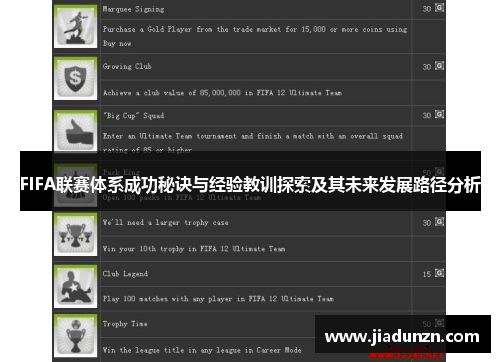 FIFA联赛体系成功秘诀与经验教训探索及其未来发展路径分析